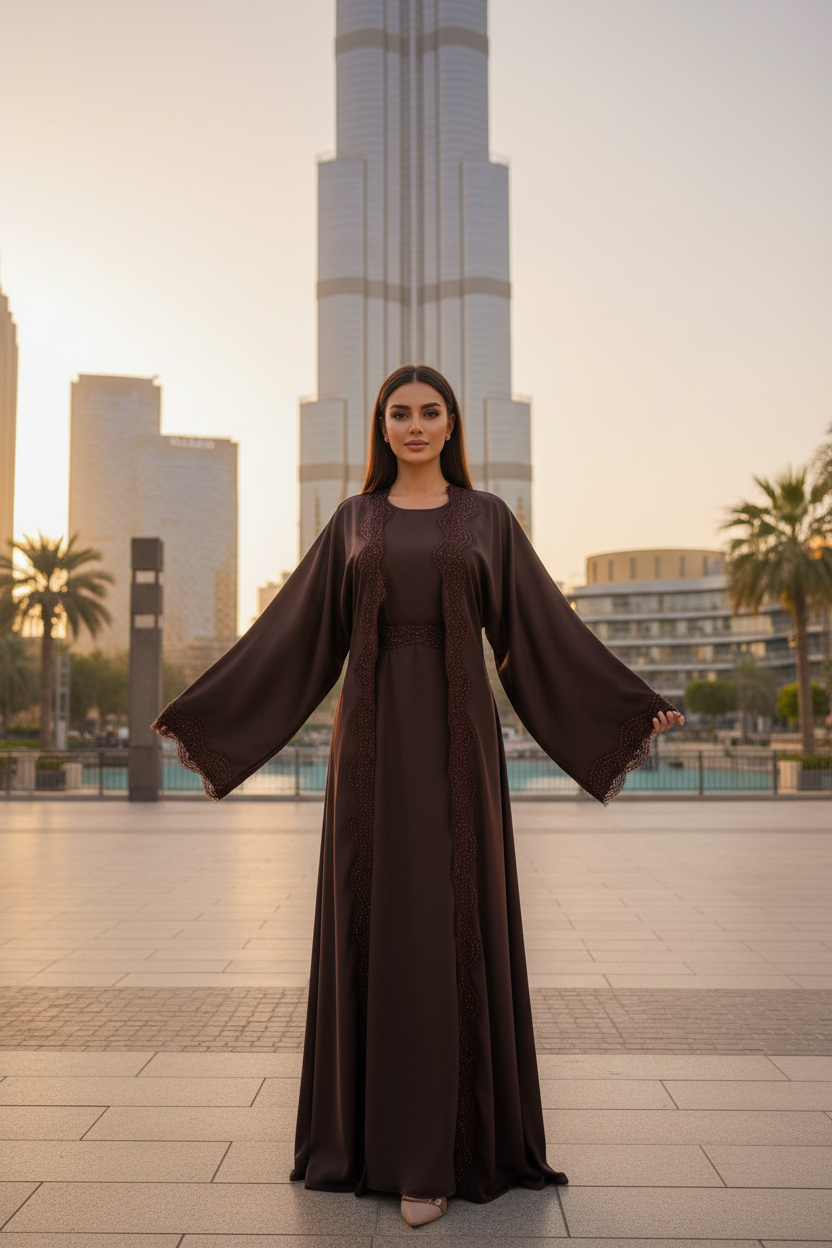 Abaya marron au Burj Khalifa
