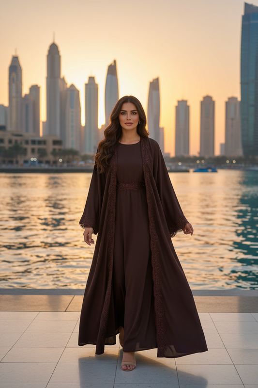 Abaya marron à Dubai Marina